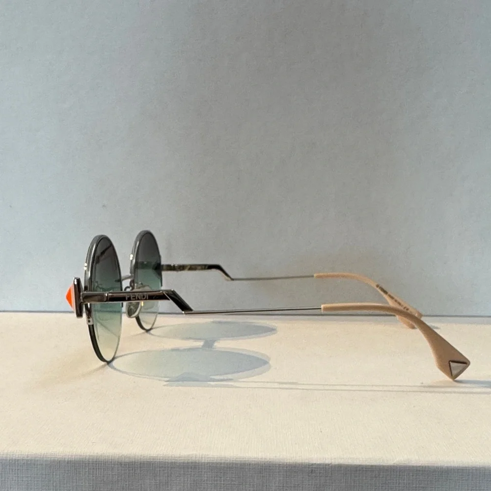 Fendi Round Gradient Sunglasses with Orange Accents - Picture 2 of 8